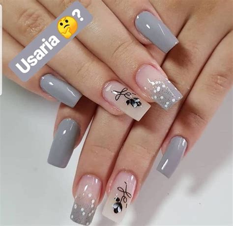 Unhas cinza Pretty Nail Art, Pretty Acrylic Nails, Best Acrylic Nails ...