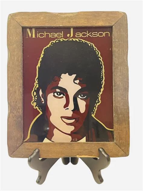 VINTAGE MICHAEL JACKSON MJ 1980s Gold Glitter Accent Wooden Framed Artwork $30.80 - PicClick