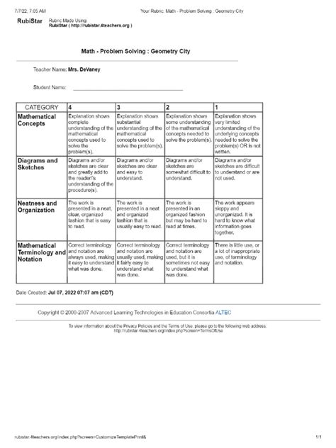 Rubric Geometry City | PDF