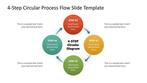 4-Item Circular Process Flow with Arrows PowerPoint Template