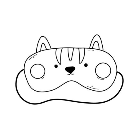 Premium Vector | Mask for sleep vector illustration doodle style linear sleep mask in the form ...