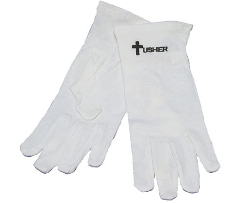 White Usher Gloves with Cross (Large)