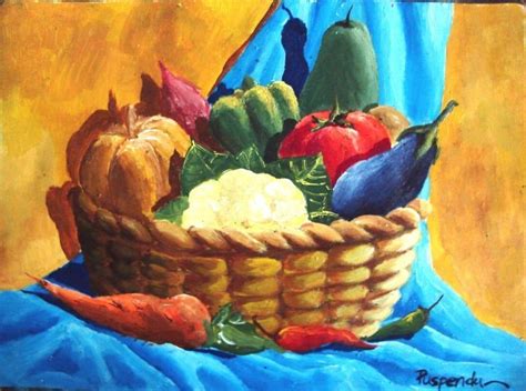 Vegetable Basket Painting at PaintingValley.com | Explore collection of Vegetable Basket Painting