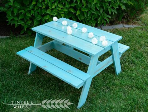Aqua DIY Kids Picnic Table by Tinsel and Wheat | Kids picnic table, Kids picnic, Kids picnic ...