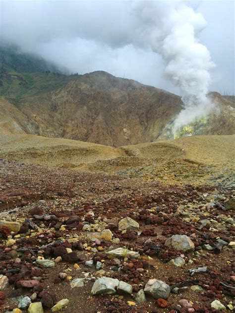 Mount Papandayan Volcanic Crater Stock Image - Image of indonesia ...