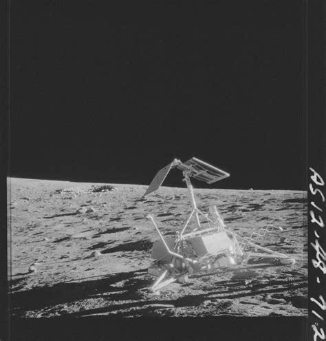 AS12-48-7122 - Apollo 12 - Apollo 12 Mission image - View of the Surveyor III craft, which ...