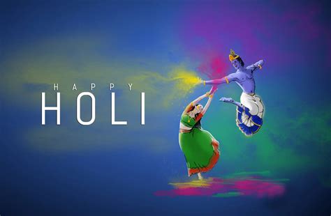 Radha Krishna Playing Holi Wallpaper