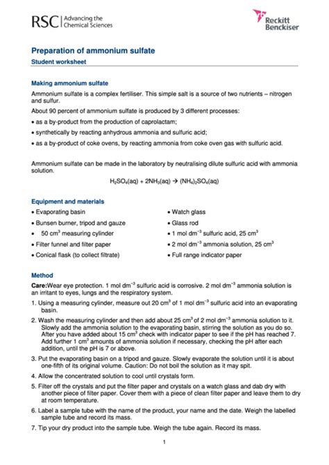 Preparation Of Ammonium Sulfate printable pdf download