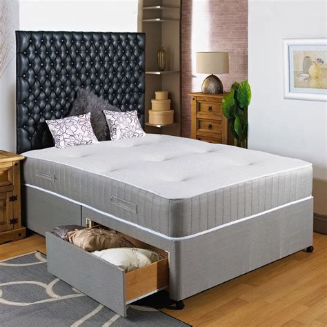 4FT SMALL DOUBLE DIVAN BED +11" POCKET SPRUNG MATTRESS + HEADBOARD ...