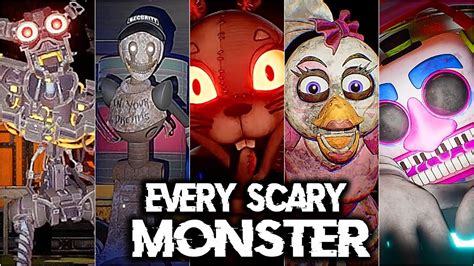 Every SCARY Monster in FNAF Security Breach with JUMPSCARES ft Gameplay - YouTube