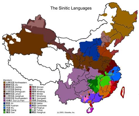 Sinitic Languages/Dialects of China [800 x 670] : MapPorn