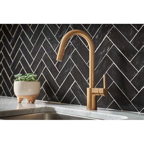 Moen Align Brushed Gold Single Handle Pull-down Kitchen Faucet with Sprayer 7565BG at Lowes.com