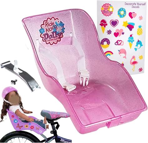 SCS Direct Doll Bike Seat - Glitter Pink- Attaches Easily to Most Kid's Bikes - Includes All ...