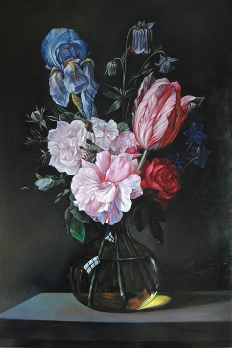 The painting Dutch still life with flowers Painting by Lesya Rygorchuk | Saatchi Art