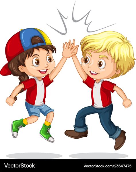 Boy and girl high five Royalty Free Vector Image