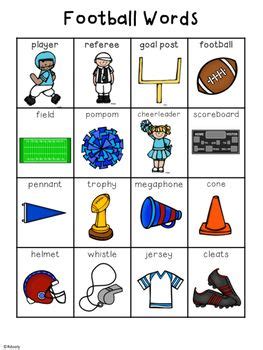 Football Words - Writing Center Word Lists | Writing center, Fun ...