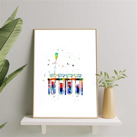 Test Lab Tubes, Laboratory Wall Art, Science Watercolor Print - Etsy