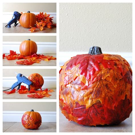 Girl Loves Glam: Leaf Covered Pumpkin Tutorial | Pumpkin fall decor, Fall crafts, Fall decor diy