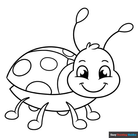 Easy Cartoon Bug Coloring Page | Easy Drawing Guides