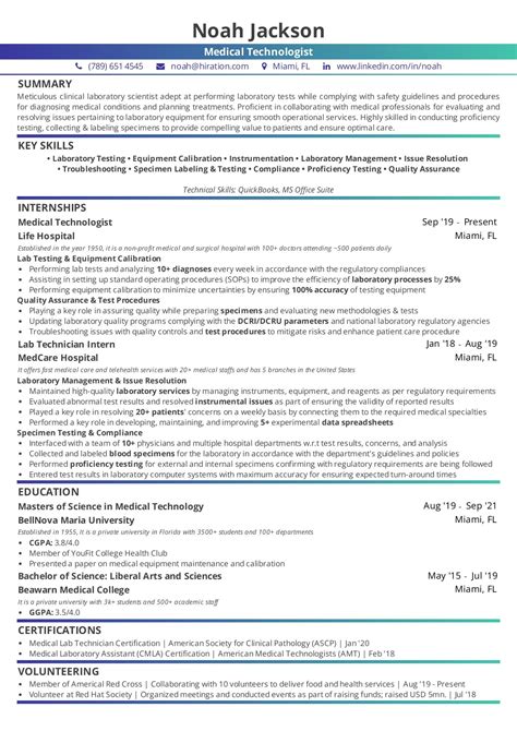 Medical Technologist Resume: The 2023 Guide With 15+ Examples