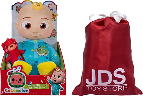 JDS CoComelon Official Musical Bedtime JJ Doll, Soft Plush Body and JDS Toy Bag, Animals ...