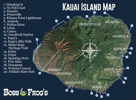 Kauai Island Map - Na Pali Coast, Hanapepe, Poipu, & More!