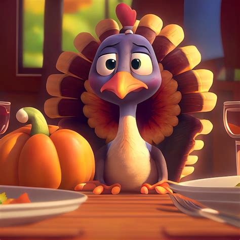 Premium Photo | Funny turkey in thanksgiving dinner