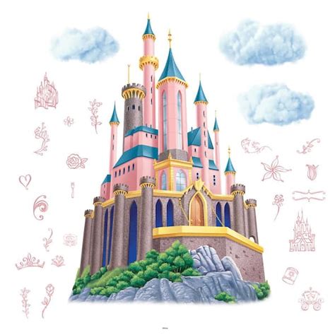 RoomMates Disney Princess Castle XL Pink Abstract Giant Wall Decal with ...