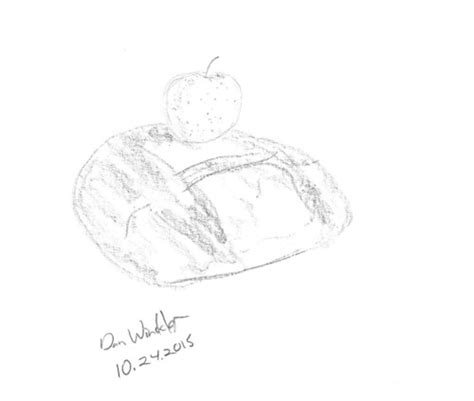 NeoLucida drawing 282 | Apple on loaf of bread | Flickr