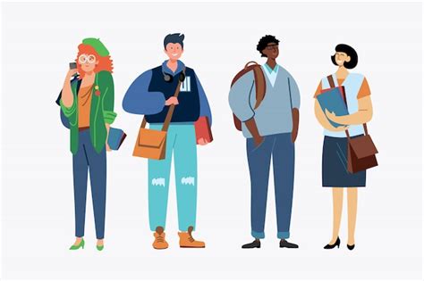 Free Vector | Young people standing set