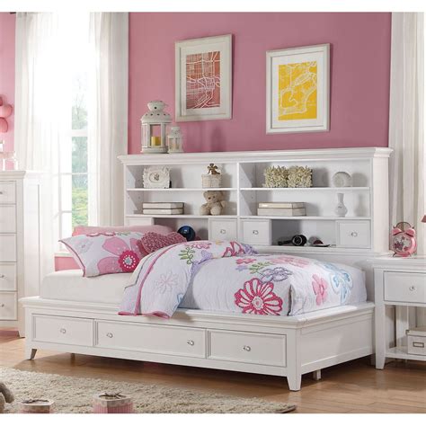 Kids Storage Bed Frame, Wooden Twin Daybed with Bookcase and 3 Storage Drawers, Platform Bed ...