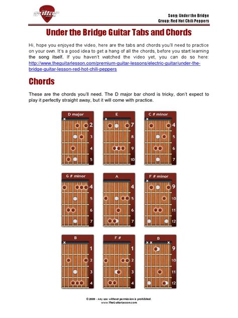 Under The Bridge Guitar Tabs and Chords | PDF