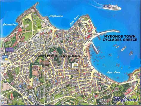 Smaller Maps of Mykonos | Mykonos, Mykonos town, Greek islands