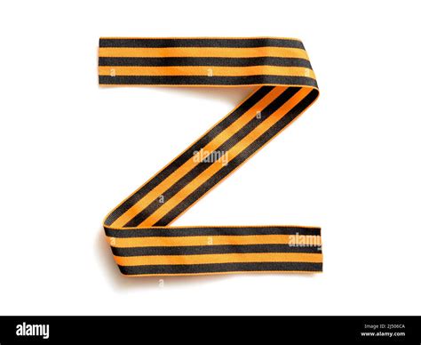 Letter Z made from George striped ribbon isolated on white background, logo Z for Russian army ...