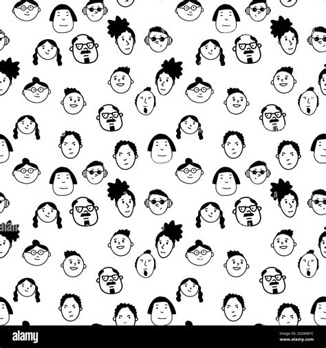 Doodle character faces hand drawn set. Funny people characters Stock Vector Image & Art - Alamy