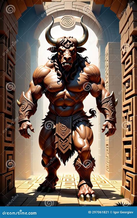 Minotaur the Mythical Maze Guardian Stock Illustration - Illustration of face, dark: 297061821