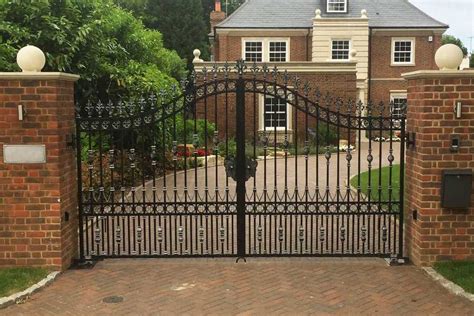 Contemporary Metal Front Door Entry Double Driveway Gates Design for ...