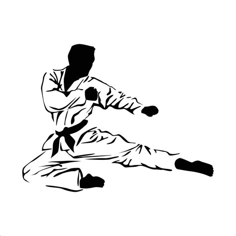 karate silhouette. man doing front jump kick. martial art vector illustration. 13107601 Vector ...