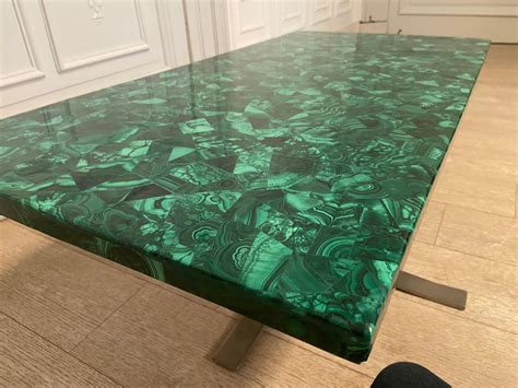 Malachite Coffee Table Produced in the 70s, Good Vintage Condition For Sale at 1stDibs
