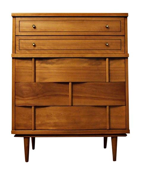 Woah, woven wood!? This is a beautiful Mid-Century dresser with striking, solid wood curved ...