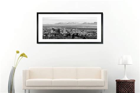 Salt Lake City Skyline Panoramic High Quality Photo Print, Utah, Black ...