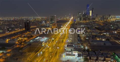 Aerial photography of the city of Riyadh in the Kingdom of Saudi Arabia, car traffic in the ...