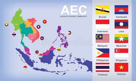 Map of AEC Asean Economic Community Stock Vector - Illustration of member, laos: 82464064