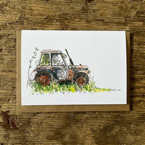 Tractor Card David Brown Tractor Tractor Illustration - Etsy