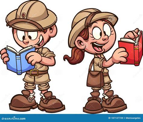 Safari Kids with Explorer Outfits Stock Vector - Illustration of layer, character: 187147728