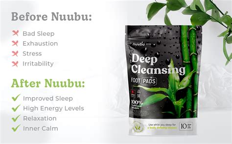 Nuubu Deep Cleansing Foot Pads for Stress Relief & Better Sleep - Japanese Organic Foot Patches ...