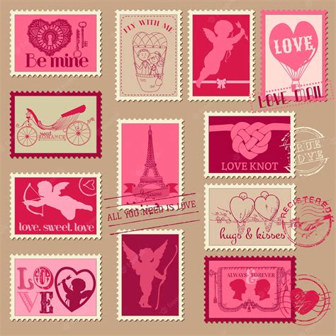 Premium Vector | Vintage Love Valentine Stamps