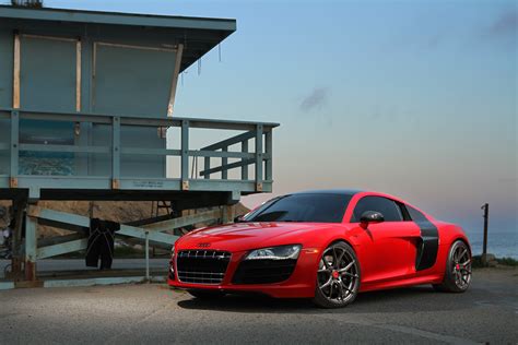 Red Audi R8 Gone Super Stylish with Graphite Vorsteiner Rims on — CARiD ...