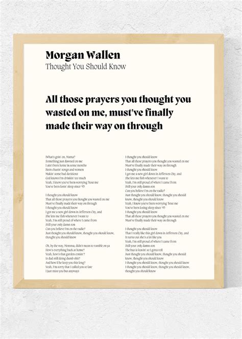 Morgan Wallen Thought You Should Know Song Lyrics Downloadable - Etsy