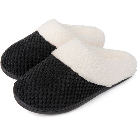 ULTRAIDEAS - Women's Comfort Coral Fleece Memory Foam Slippers Fuzzy Plush Lining Slip-on Clog ...